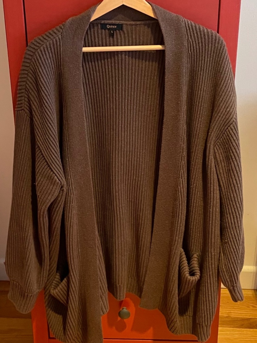 Quince 100% Organic Cotton Oversized Cardigan Heather Brown Size Large